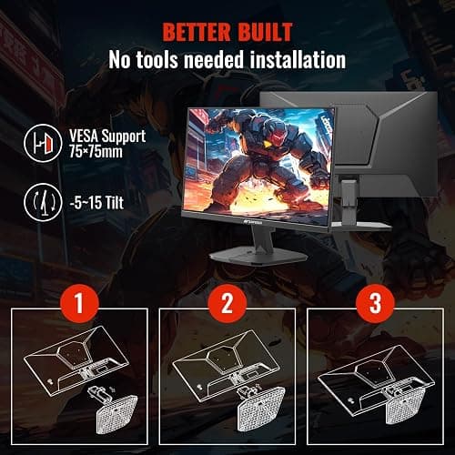 SANSUI 24 Inch Gaming Monitor 200Hz 180Hz 1Ms FreeSync HDR 110% sRGB FHD 1080P Computer Monitor HDMI DP Ports Eye Care Frameless VESA Mount Cable Management (ES-G24F4L HDMI Cable Included) thumbnail 8