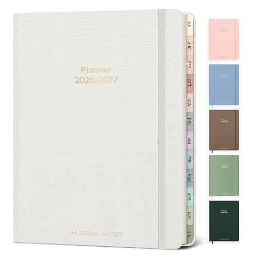 Planner 2026-2027 Monthly and Weekly Academic Planner July 2026 - June 2027, Linen Hardcover Agenda 2026-2027 Calendar Daily Planner for Student Teacher with Monthly Tabs, 6" x 8.3", Elegant Ivory - Image 1