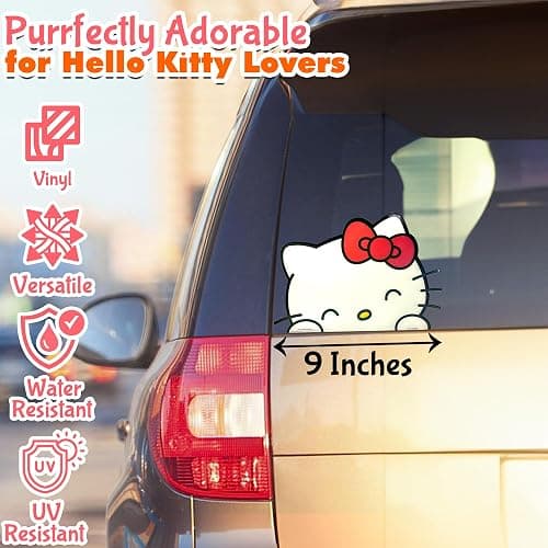 Hello Kitty Sticker Car Decal Sticker 9" | Hello Kitty Car Accessories | Party Favor Peel Me Sticker | Waterproof Vinyl Lenticular | 9" | Officially Licensed thumbnail 5