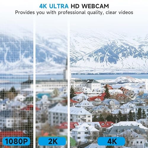 AOC 4k Webcam for PC with Microphone, Computer Camera with Noise Cancellation, Privacy Cover, 99° FOV, Plug & Play USB Webcam for Streaming, Conferencing, Zoom, Skype, Facetime, Laptop, PC, Skype thumbnail 2