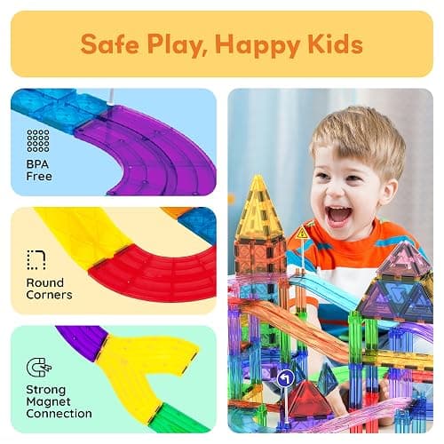 12pcs Race Track Add-On Magnetic Railway 5Styles Building Block Set Magnet Tiles Construction Toy STEM Learning Early Education Toys Blocks Child Brain Development for Kids Age 3+ PTR12 thumbnail 7