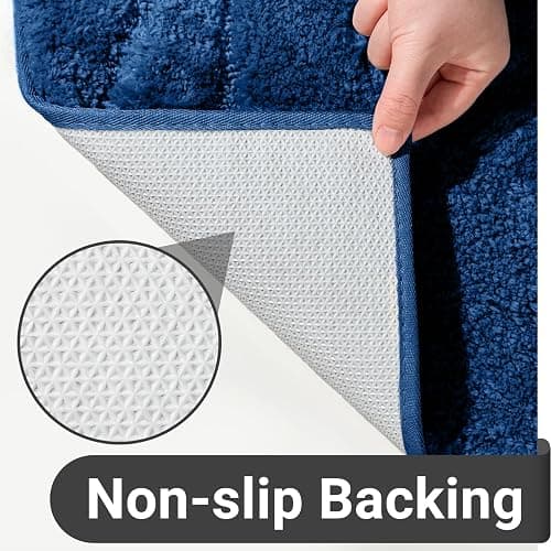 DEXDE Bathroom Rugs Mat, Soft Plush Shaggy Microfiber Bath Rug Non Slip Bath Mats for Bathroom Floor Machine Washable Absorbent Carpet for Shower Tub, Navy Blue 20"x32" - 1'8" x 2'8" (Rectangular) - Blue thumbnail 6