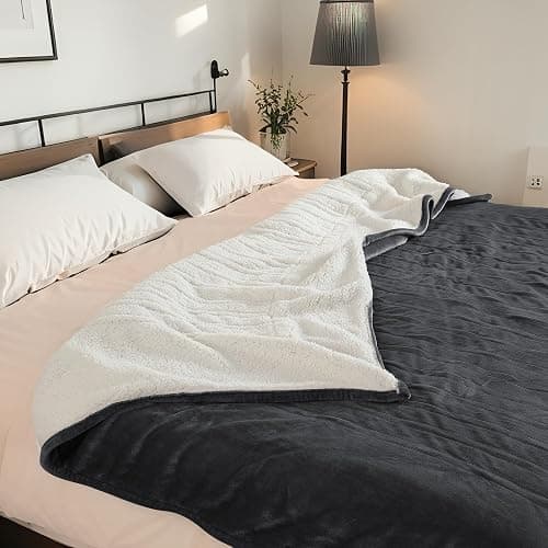 RALYSUN Electric Heated Blanket 72"x84" Full Size - Dual-Sided with Microplush & Sherpa Fabric, 4 Heat Settings & 10 Hours Auto Off, Machine Washable - Iron Gray thumbnail 2