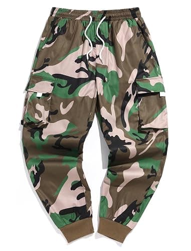Men Techwear Cargo Joggers Flap Pocket Elastic Drawstring Waist Pants thumbnail 3