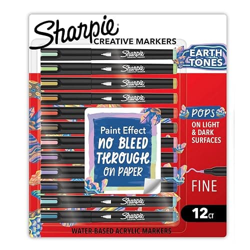 Sharpie Creative Markers, Earth Tones, Water-Based Acrylic Paint Markers, Fine Tip, 12 Count thumbnail 8