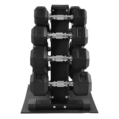 BalanceFrom Rubber Coated Hex Dumbbell Weight Set with Storage Rack, 100LB or 150LB or 200LB Set, 5-20 lbs or 5-25 lbs or 10-30 lbs Pairs thumbnail 8