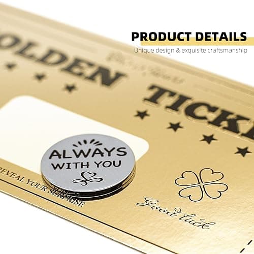 Golden Ticket with Lucky Coin, Scratch Card with Envelope, Surprise Gift Reveal Scratch Off Ticket Card as Birthday Card Wedding Card Concert Ticket Cinema Voucher Raffle Gift Card for Kids Women Men - 1 Golden Ticket with Lucky Coin thumbnail 6
