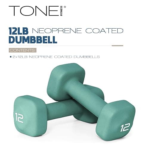 Tone Fitness Neoprene Dumbbell Weight Pairs with Anti-Roll Square Head | Multiple Options thumbnail 2