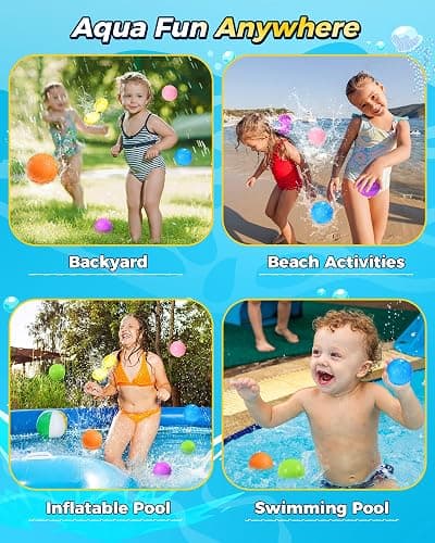 SOPPYCID Reusable Water Balloons for Kids,12 PCS Magnetic Refillable Water Bombs Pool Toys, Outdoor Water Toys Self-Sealing Splash Balls for Kids & Adult Activities, Summer Fun Party Games thumbnail 5