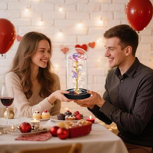 Childom Mothers Day Mom Gifts for Mom,Birthday Gifts for Women Moms Grandma,Flowers for Delivery Prime,Colorful Light Up Rose in A Glass Dome,Anniversary Valentines Roses Gift for Her Wife Daughter thumbnail 7