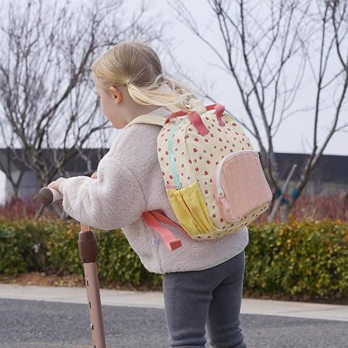 GAGAKU Toddler Backpack for Girls 2-4 Strawberry Cute Preschool Kindergarten Backpack with Name Tag Soft Cotton Small Bookbag for Daycare Lightweight Adjustable Straps with Chest Buckle thumbnail 7