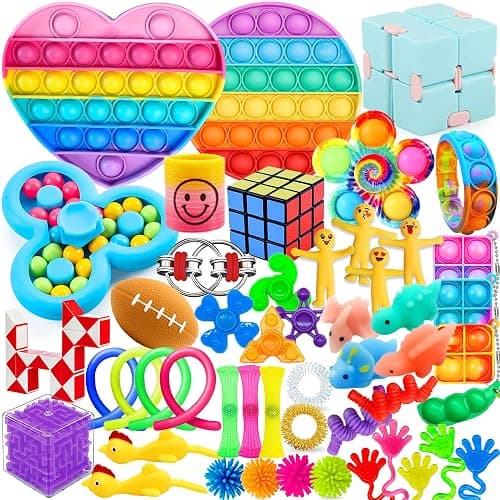 Chennyfun 50PCS Fidget Toys Pack, Sensory Fidget Toys Set, Stress Anxiety Relief Fidget Toy for ADHD Autism, Party Favors Birthday Party Gifts For Kids Teens Adults - Image 1