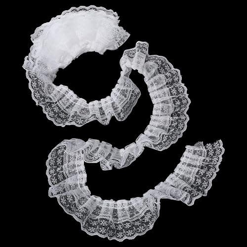 White Lace Ribbon, 2-Layer Pleated Edge White Lace Ruffle Trim for Crafts Sewing DIY, 1.8" x 5.5yd thumbnail 7