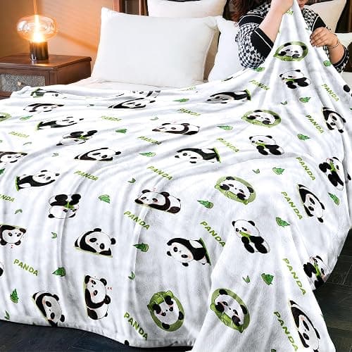 Panda Blanket Super Soft Cozy Blankets White Pandas Stuff Pandabear Gifts for Girls Kids Teens Adults Flannel Fleece Blanket Lightweight Cute Panda Accessories (White Panda, 50"x60") thumbnail 9