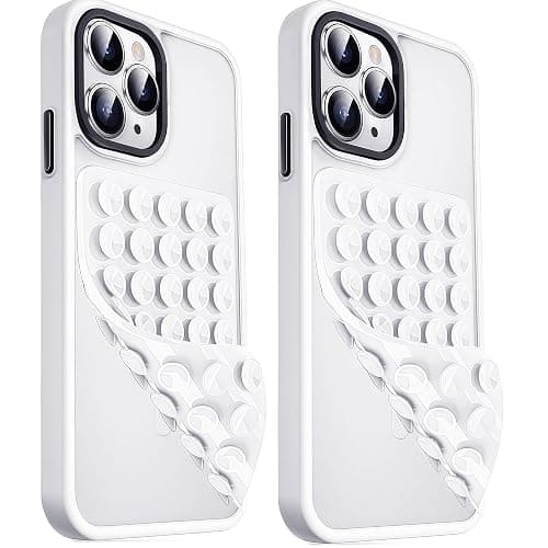 JingJinYY Anteel 2 Pack Double Sided Silicone Suction Cup Phone Case Mount, Hands-Free Strong Grip Silicon Phone Holder for Selfies and Videos, Non Slip Phone Accessories (White) - Image 1