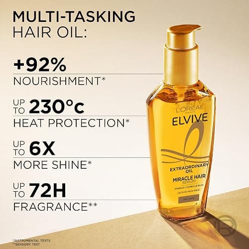 L'Oréal Paris Elvive Extraordinary Oil Miracle Hair Serum, Intense Nourishment, Up to 6x more Shine, up to 230° heat protection, suitable for all hair types, 100ml thumbnail 3