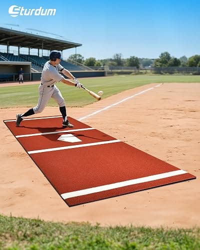 Sturdum Baseball Batting Mat, 10x3.8/12x6FT Softball Hitting Mat, Upgraded Training Mats with Home Plate Batters Box, Softball Baseball Anti-Slip Mats with Stitched Embroidery Turf for Indoor Outdoor thumbnail 7