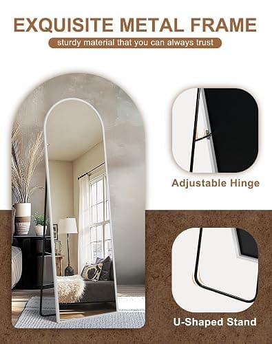 Delma Full Length Mirror, Large Floor Mirror for Wall, Bedroom, Bathroom, Living Room with Aluminium Frame (Stand, Arch 56x15, Silver) thumbnail 5