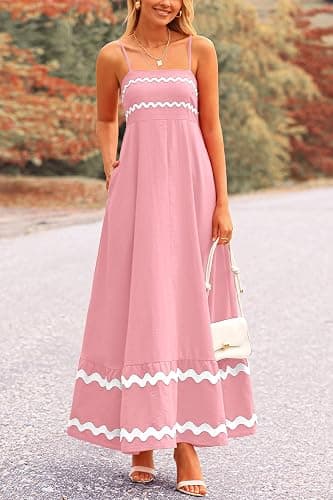 PRETTYGARDEN Women's 2025 Summer Flowy Maxi Dress Casual Sleeveless Spaghetti Strap Ruffle Beach Long Dresses thumbnail 3
