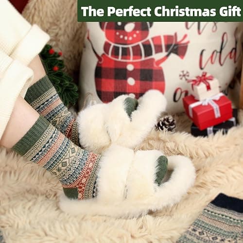 LWWTBS Womens Wool Socks 5 Pairs Winter Warm Thick Knit Wool Soft Vintage Casual Crew Socks Gifts for Women Men thumbnail 6