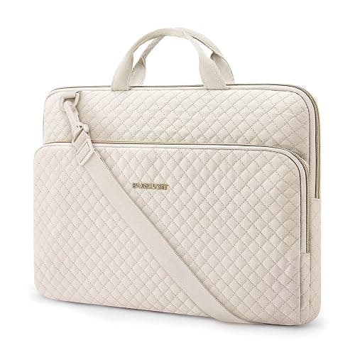 BAGSMART 15.6 Inch Laptop Shoulder Bag, Laptop Sleeve Compatible with MacBook Pro 16 Inch,15.6 Inch HP,Dell,Acer Aspire,Asus Notebook, Protective Case with Shoulder Strap,Pocket,Handle, Beige - Image 1