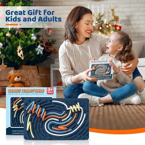 Sensory Activity Board: Ednzion Double-Sided Silicone Fidget Toy for Kids & Adults | Silent, No Mess, Calming for Anxiety, ADHD & Autism | Portable with Travel Bag & 20 Strings | Ages 3+ thumbnail 7