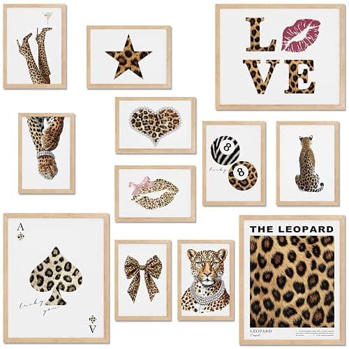 TwoDays Cheetah Print Room Decor, Trendy Leopard Print Wall Art Aesthetic, Chic Luxury Y2K Fashion Posters for Home Bedroom Apartment Dorm. (Multi Sizes, Set of 12, 8" X 10" Largest, UNFRAMED) - Image 1