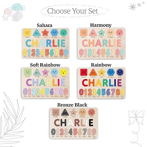 Personalized Name Puzzle with Numbers and Shapes, Name Puzzle for Kids, Custom Birthday Gift for Kids, for Toddlers, Unique New Baby Gift, 1 Year Old Boy and Girl Toys, Wood Toy thumbnail 6