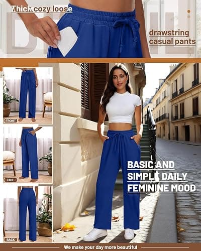 Neer 3 Pack Women's Baggy Sweatpants with Pockets, Wide Leg Yoga Pants Cozy Thick Lounge Pants Drawstring Casual Loose Jogger thumbnail 5