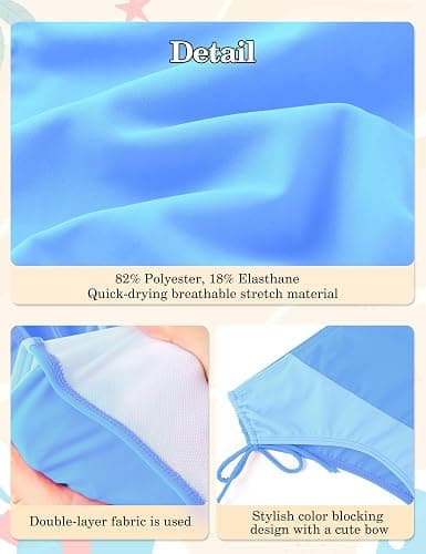 FoWear Girls Swimsuits Bikini Set 2 Pieces Color Block Bikini with Adjustable Shoulder Strap Girls Bathing Suit 7-16Y thumbnail 5
