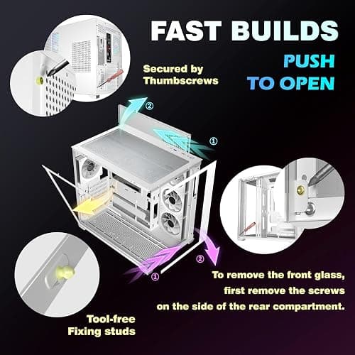 KEDIERS PC CASE 7 ARGB Fans Pre-Installed, Mid Tower ATX PC Case with Panoramic Tempered Glass, Gaming Computer Case,360MM RAD Support,White,K4 thumbnail 11