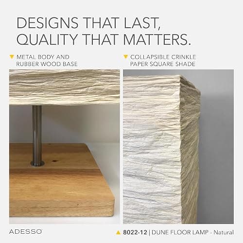Adesso Three Light Floor Lamp – Natural Wood Base & Adjustable Brightness – Perfect Lighting for Bedroom, Living Room and Corner Decor, Beige thumbnail 5