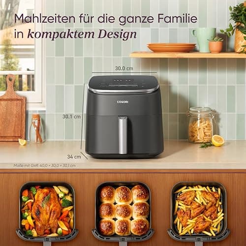 Cosori Turboblaze Airfryer Heißluftfritteuse, 9-in-1 Air Fryer XXL 6L, leiser DC Motor mit 5 Geschwindigkeitsstufen, Grillen, Backen, Gären, Dehydrieren, Tiefkühlen, 87 Rezepte, 64% energiesparend thumbnail 8