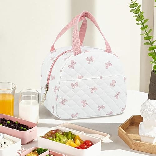 GISMTR Lunch Bag for Women Insulated Lunch Box Cute Quilted Lunch Tote Bags Reusable Large Capacity Cooler Bag for Travel Work Picnic thumbnail 2