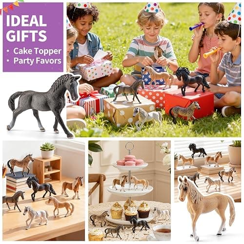 THINKBAY 6PCS 6 Inch Large Horse Figurines - Solid Farm Animal Toys | Realistic Farm Animals, Horse Figurines, Learning Toys for Toddlers, Party Favors, Birthday Gift, Cake Toppers, Gift for Kids thumbnail 7