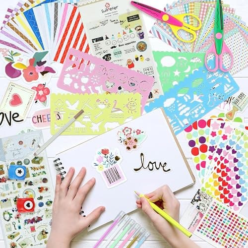 SICOHOME Scrapbook Supplies Kit - Bullet Junk Journaling Scrapbooking Set with Stationery Paper Stickers Tapes Scissors Markers - Birthday Gift for Starter thumbnail 3