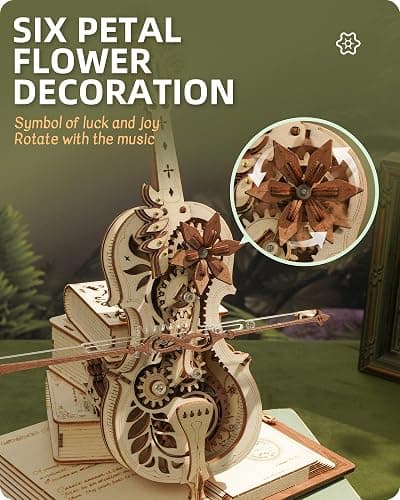 ROKR 3D Wooden Puzzles for Adults,Wooden Music Box Kits-Cello Wood Model Kits for Adults to Build,Stem Projects for Teens,Birthday Gifts Hobbies for Women Men thumbnail 7