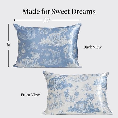 Bridgerton x Kitsch Satin Pillowcase W/Zipper - Size 19x26, Garden Toile | Softer Than Silk Pillow Cases, Smooth Cooling Satin Pillow Case for Hair and Skin, Wrinkle-Free, Machine Washable thumbnail 2