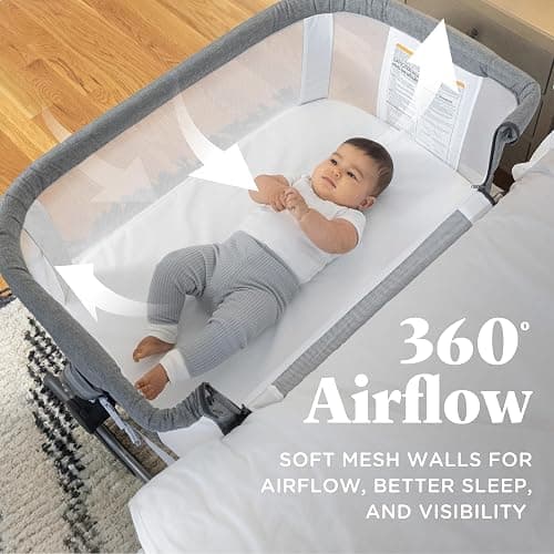 Baby Delight Beside Me Dreamer Bassinet | Bedside Sleeper | 7-Position Height Adjustment | Charcoal Tweed thumbnail 12