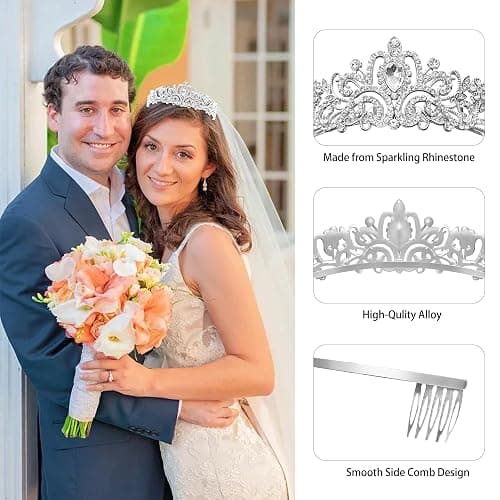 LUXURRI Tiaras for Women Princess Crowns for Woman Crystal Silver Headband for Women Rhinestone Hair Accessories Halloween Tiara for Girls Birthday Tiara Silver Crown for Costume Prom thumbnail 5