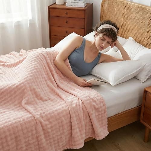 Fluffy 3D Bubble Throw Blanket for Couch & Bed – Cozy Soft Fleece Blankets for Women & Girls – Warm Lightweight Fuzzy Throw (50x60) – Machine Washable Gifts thumbnail 4