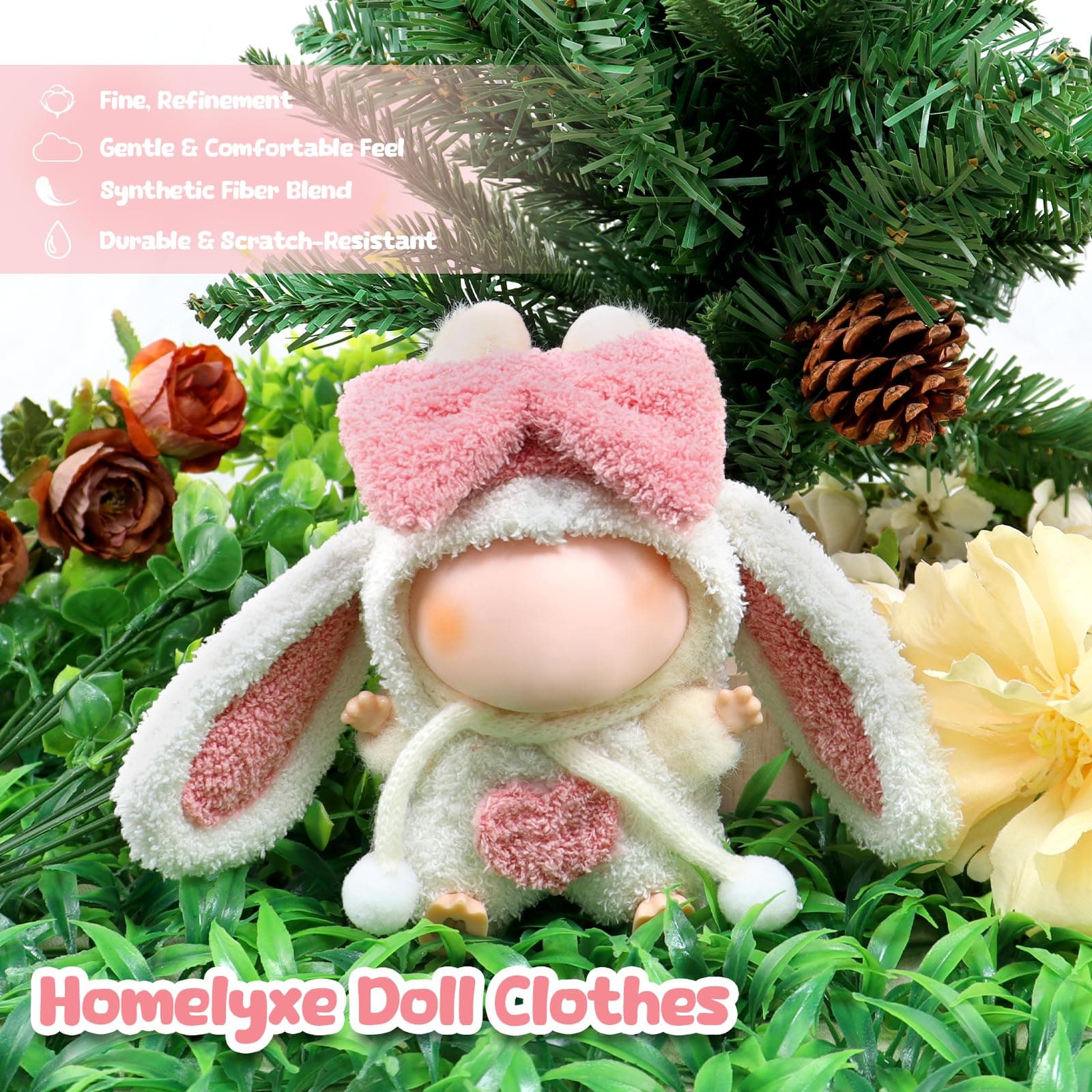 Clothing Accessories 2 Pieces for 17cm Mini Doll Clothes Figure Accessories Set for Cloth Doll, Stuffed Animal Clothes Outfit Christmas and Birthday (Bunny Ears Set) thumbnail 4
