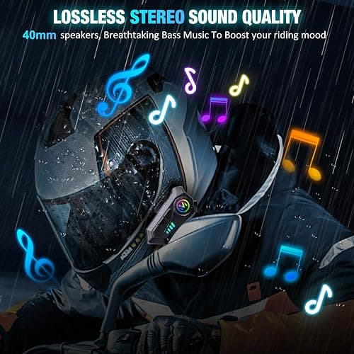 Motorcycle Helmet Speakers - Super Long Battery Life, Helmet Headphones Single Use Headset with Soft/Hard Mic,IPX6 Automatic Answer/Music Control/Intelligent Noise/Wake up Siri thumbnail 6