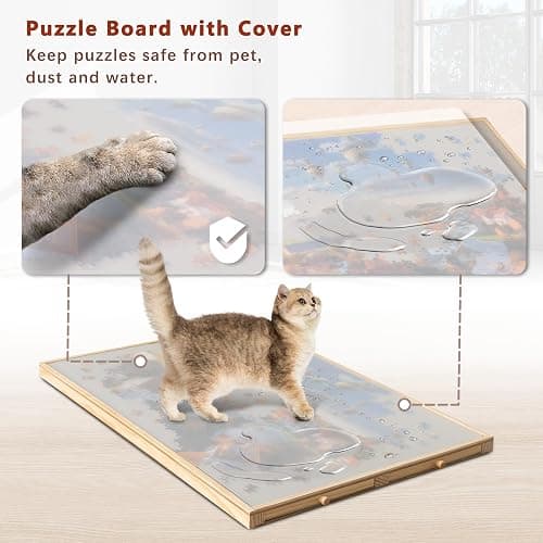 Becko US 1000-Pc Tilting Puzzle Board with 4 Drawers & Cover, Adjustable Jigsaw Puzzle Table with Built-in Easel/Stand, Portable Boards with Puzzles Storage for Adults, with Flannel Tabletop thumbnail 6