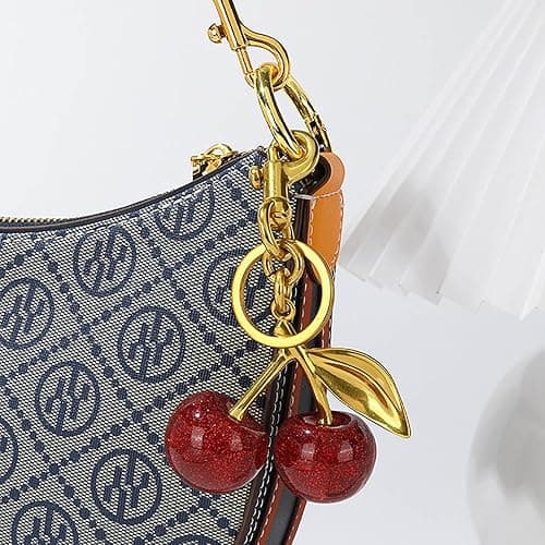 FURQNG Cherry Bag Charm Cute Resin Cherry Keychain Purse Charm for Handbags | Glossy Resin Cherry Charm with Gold Hardware, Cute Bag Accessories for Purses, Backpacks, Handbags and Everyday Decoration thumbnail 5