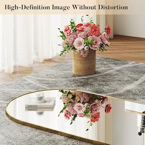 DUMOS 64"x21" Arched Full Length Floor Mirror, Full Body Mirror, Gold | Shatterproof Tempered Glass, Modern Aluminum Alloy Frame, Free Standing or Leaning for Home Decor thumbnail 4