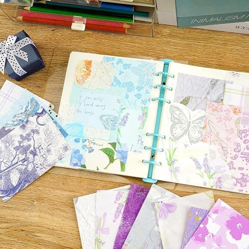 Floral Scrapbook Paper Set, 160 Sheets, 10 Color Themes Scrapbook Supplies | Textured Paper and Mesh Fabric for Junk Journal Supplies, Bullet Journal, Card Making and Gift Wrapping, 4.72 x 3.14 in thumbnail 8