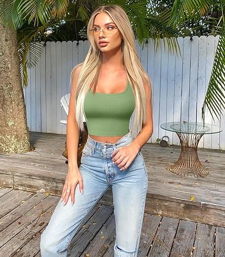 OQQ Women's 3 Piece Tank Tops Ribbed Seamless Workout Exercise Shirts 2025 Summer Basic Camis thumbnail 6