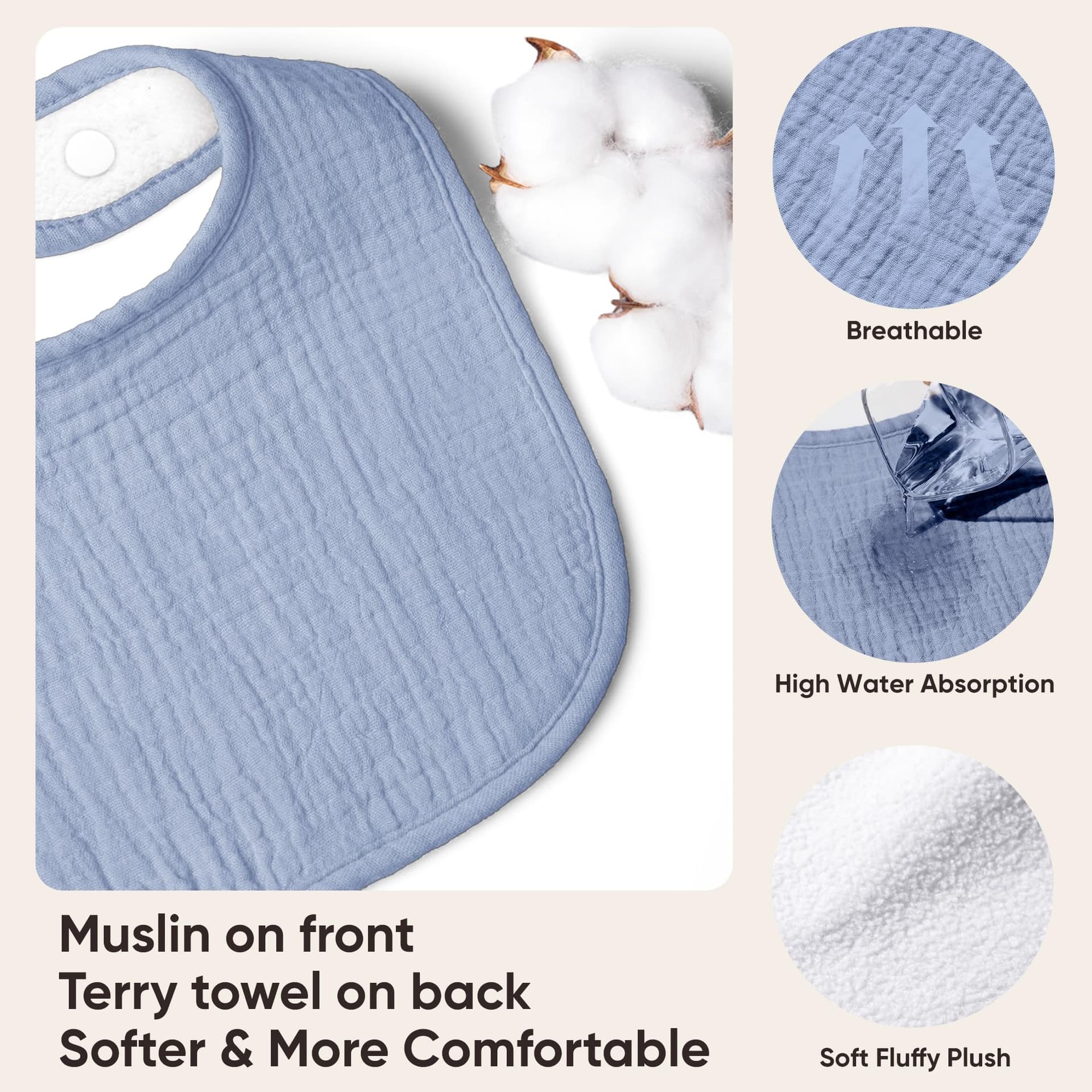 Muslin Baby Drool Bibs thumbnail 3