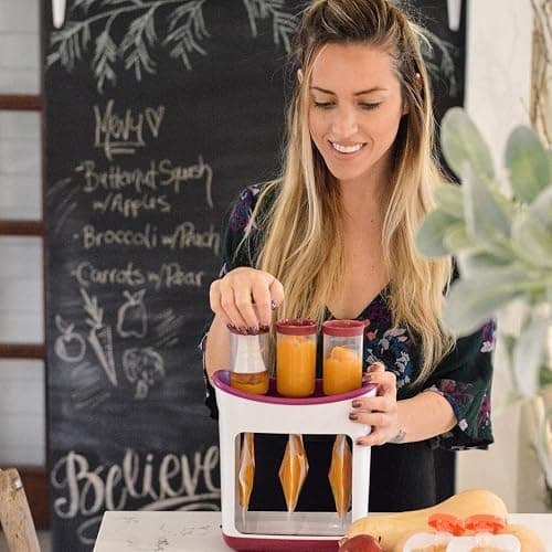 Infantino Squeeze Station, Baby Food Maker & Pouch Filler, Fill 3 Reusable Pouches at Once, Easy to Use, Dishwasher Safe, Homemade Baby Food Prep Essential, Purple thumbnail 2